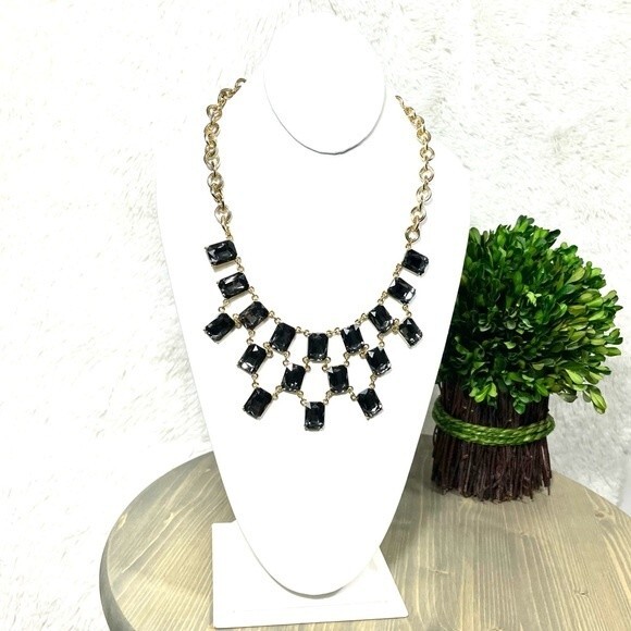 The Limited Antique Gold Smoky Quartz Rhinestone Statement Babble Neckla… - Picture 2 of 9